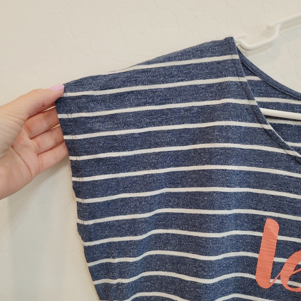 St John's Bay Stripe "Less Monday More Weekend" Graphic Print T-shirt Size Large - Picture 4 of 6